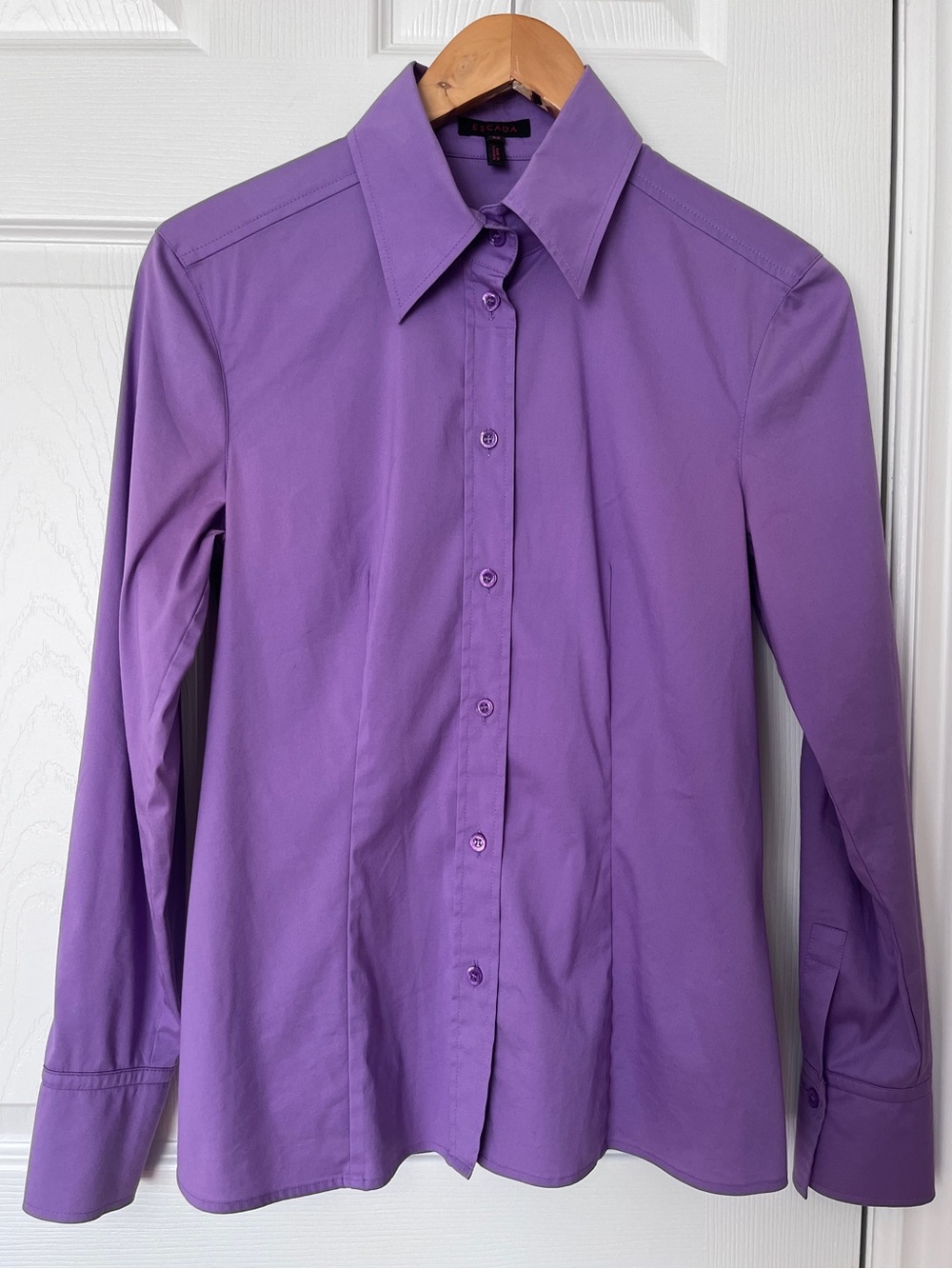 Escada Violet Purple Stretchy Cotton Button Down Shirt